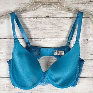 Wacoal 853127 Contour T Shirt Bra 36D Seafoam Blue Lace Trim Molded Underwire